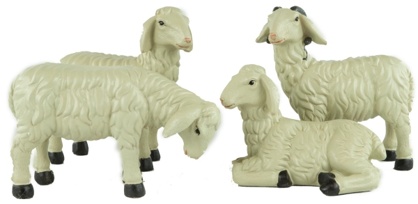 Handbemalte Krippenfigur Schaf liegend, ca. 8,5 cm, T 094-30c